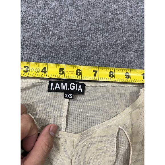 I. AM.GIA Amina Mesh Velvet Burnout Cut Out Low Rise Flare Groovy Pants 2XS Y2K - Picture 4 of 15